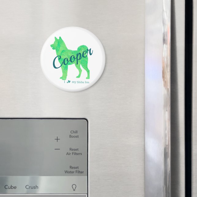Personalized Cute Pastel Green Shiba Inu - Dog Magnet (In Situ (Fridge))