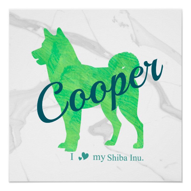 Personalized Cute Pastel Green Shiba Inu - Dog Poster (Front)