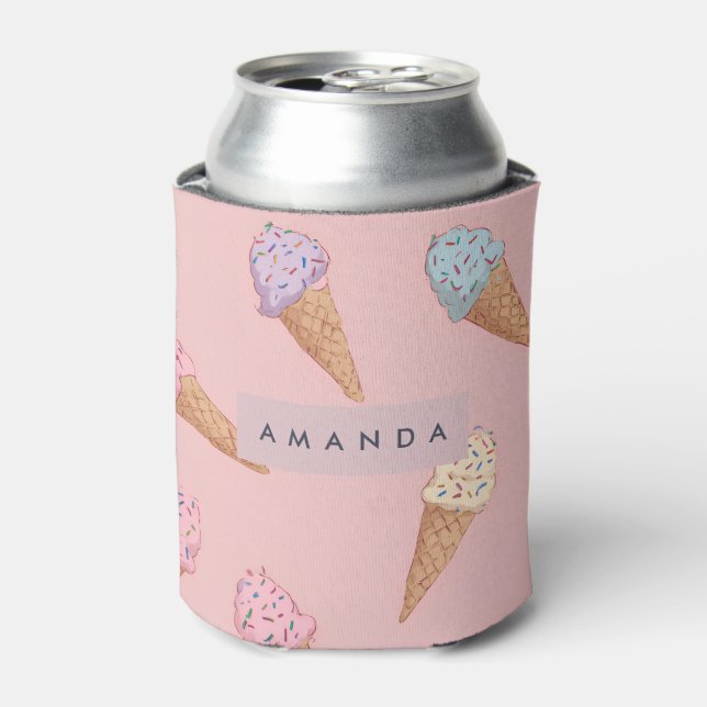 Personalized Cute Pastel Ice Cream  Can Cooler (Can Front)
