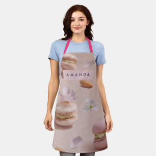 Personalized Cute Pastel Macaron Almond Flower Apron