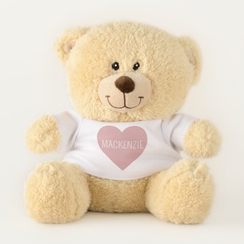 Personalized Cute Pastel Pink Love Heart Teddy Bear