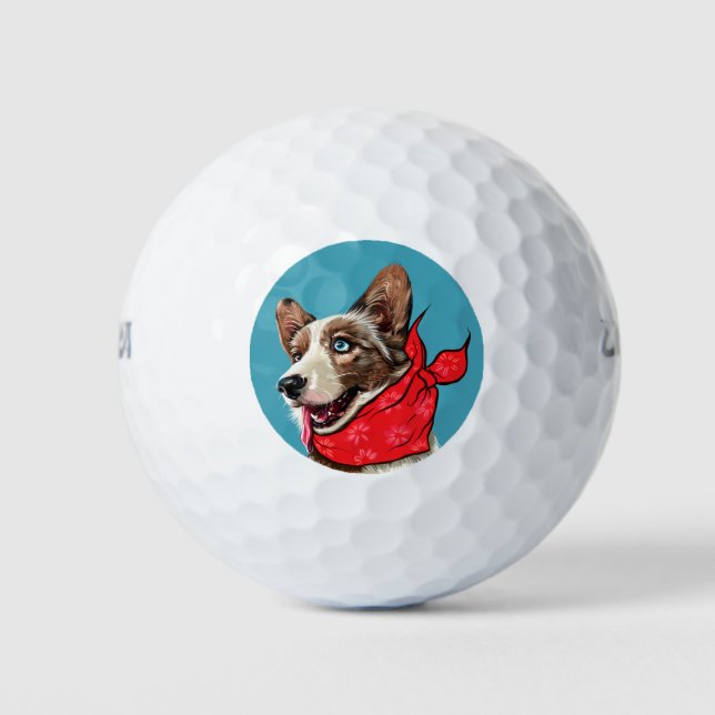 Personalized Cute Pembroke Welsh Corgi Golf Balls (Front)