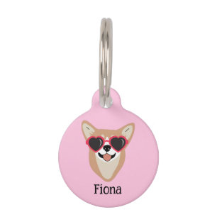 Personalized Cute Pembroke Welsh Corgi Pink Pet ID Tag