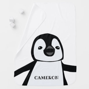 Personalized Cute Penguin Baby Blanket