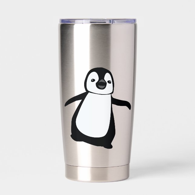 Personalized Cute Penguin Custom Name Stai Insulated Tumbler (Front)