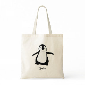 Personalized cute penguin illustration party tote bag