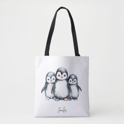 Personalized Cute Penguin Tote Bag