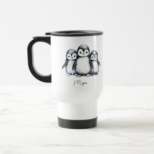 Personalized Cute Penguin Travel Mug