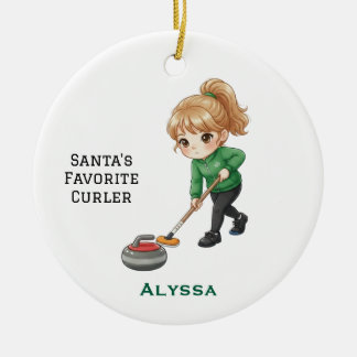Personalized Cute Personalized Curler Ceramic Ornament