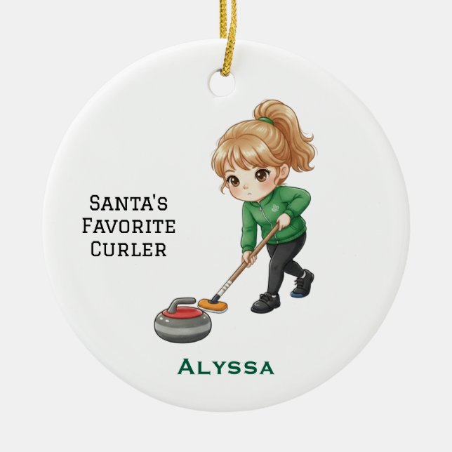 Personalized Cute Personalized Curler Ceramic Ornament (Front)