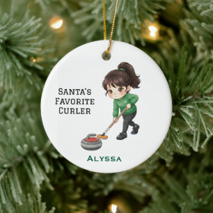 Personalized Cute Personalized Curler/Curling Ceramic Ornament