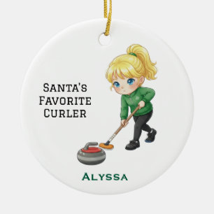 Personalized Cute Personalized Curler/Curling Ceramic Ornament