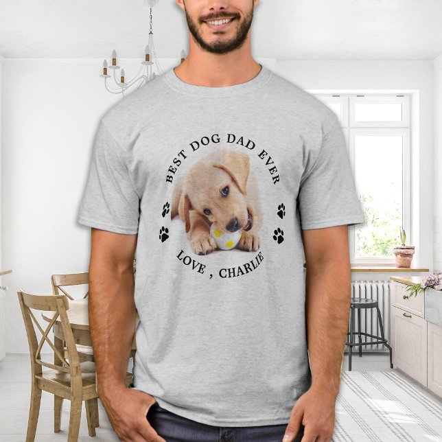 Personalized Cute Pet Photo Best Dog Dad Ever T-Shirt (Creator Uploaded)