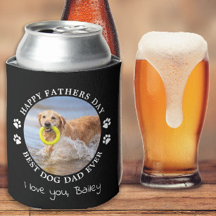 Personalized Cute Pet Photo Fathers Day Dog Dad Can Cooler