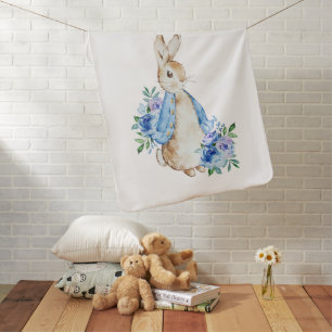 Personalized Cute Peter Rabbit Name  Baby Blanket
