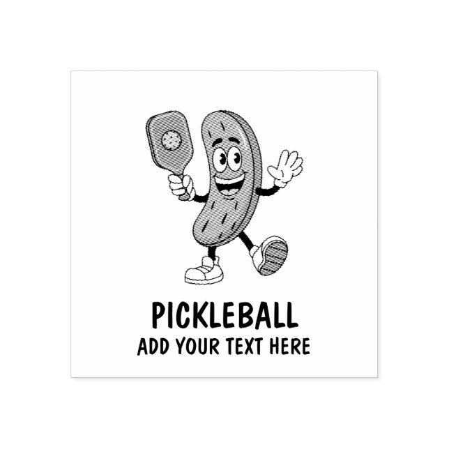 Personalized Cute Pickle Playing Pickleball Funny Rubber Stamp (Imprint)