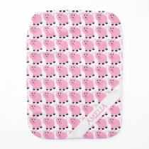 Personalized Cute Pig Patterned Pink Piggies Burp Cloth