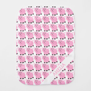 Personalized Cute Pig Patterned Pink Piggies Burp Cloth