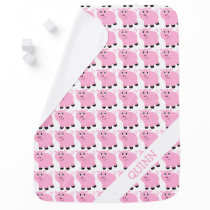 Personalized Cute Pig Patterned Pink Stroller Blanket