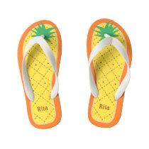 Personalized Cute Pineapple Funny Tropical Fruit Kid's Flip Flops Personalized Cute Pineapple Funny Tropical Fruit Kid's Flip Flops