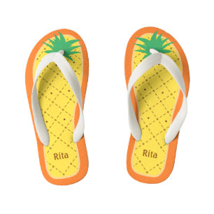 Personalized Cute Pineapple Funny Tropical Fruit Kid's Flip Flops