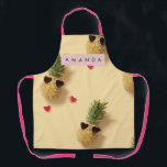 Personalized Cute Pineapple Pattern Apron<br><div class="desc">This product collection leverages a playful pineapple motif—complete with heart-shaped sunglasses—that boosts any space or routine with a shot of cheer. The pattern reads modern and lighthearted, making it a strong choice for brands or individuals looking to inject personality into their daily essentials. Start your morning with a ceramic mug...</div>