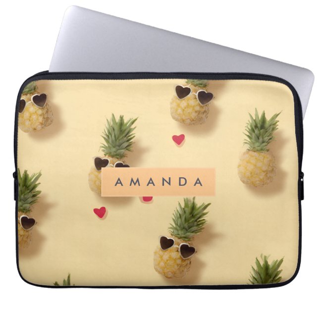 Personalized Cute Pineapple Pattern Laptop Sleeve (Front)