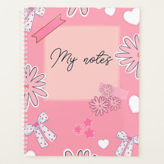Personalized Cute Pink, Aesthetic “My Notes”  Planner