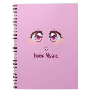 Personalized cute pink anime eyes notebook
