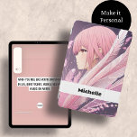 Personalized Cute Pink Anime Girl iPad Case<br><div class="desc">Protect your iPad in style with our Cute Pink Anime Girl Case featuring whimsical feathers. Make it personal by adding your name or personalize it as a gift for someone special.</div>