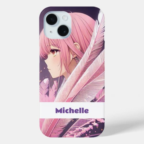 Personalized Cute Pink Anime Girl iPhone Case
