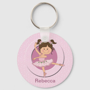 Personalized Cute Pink Ballerina Keychain