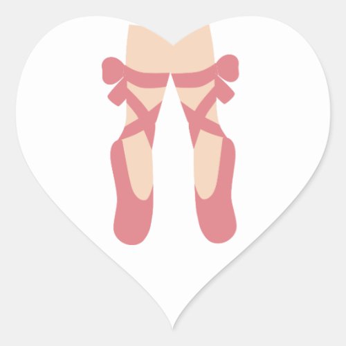 Personalized Cute Pink Ballet Pointe Shoes Heart Sticker