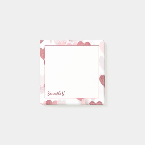 Personalized cute pink blush red pastel hearts  post_it notes