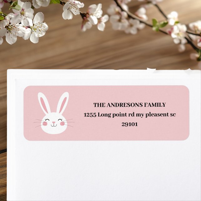 Personalized Cute Pink Bunny Easter  Label (Creator Uploaded)
