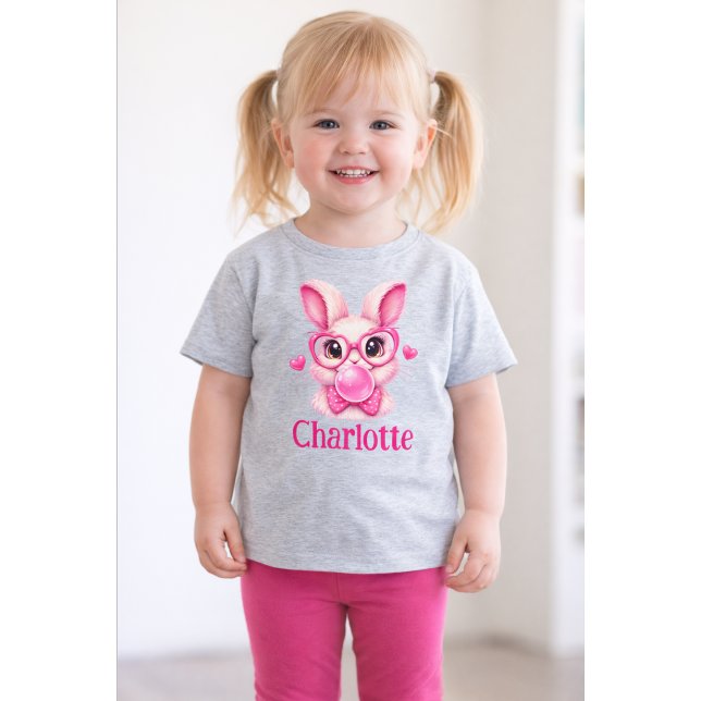 Personalized Cute Pink Bunny Toddler Girl T-Shirt  (Creator Uploaded)
