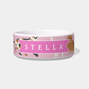 Personalized Cute Pink Cat Pattern Gift Cat Lover Bowl