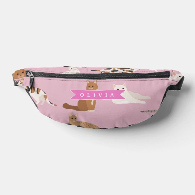 Personalized Cute Pink Cat Pattern Gift Cat Lover Fanny Pack (Lay Down)