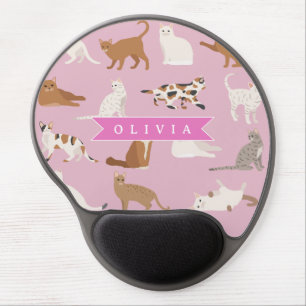 Personalized Cute Pink Cat Pattern Gift Cat Lover Gel Mouse Pad