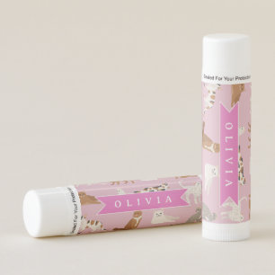 Personalized Cute Pink Cat Pattern Gift Cat Lover Lip Balm