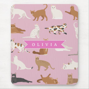 Personalized Cute Pink Cat Pattern Gift Cat Lover Mouse Pad