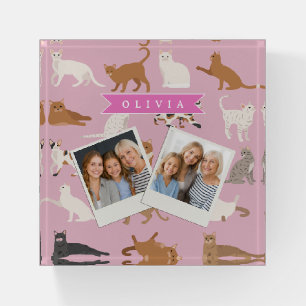 Personalized Cute Pink Cat Pattern Gift Cat Lover Paperweight