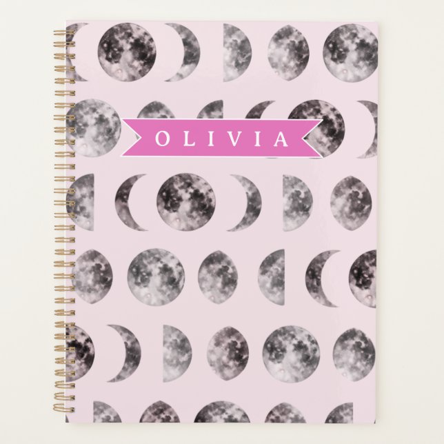 Personalized Cute Pink Cat Pattern Gift Cat Lover Planner (Front)