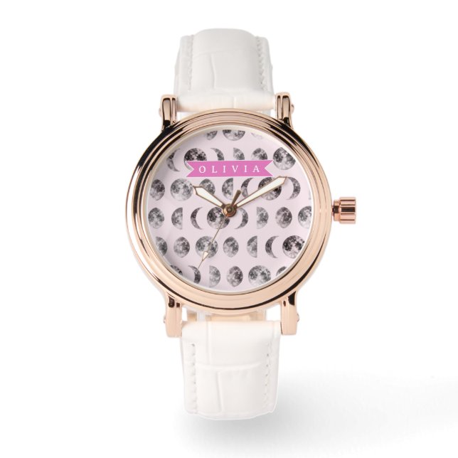 Personalized Cute Pink Cat Pattern Gift Cat Lover Watch (Front)