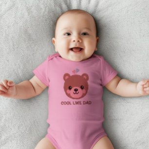 Personalized Cute Pink Cool Like Dad Baby Bodysuit