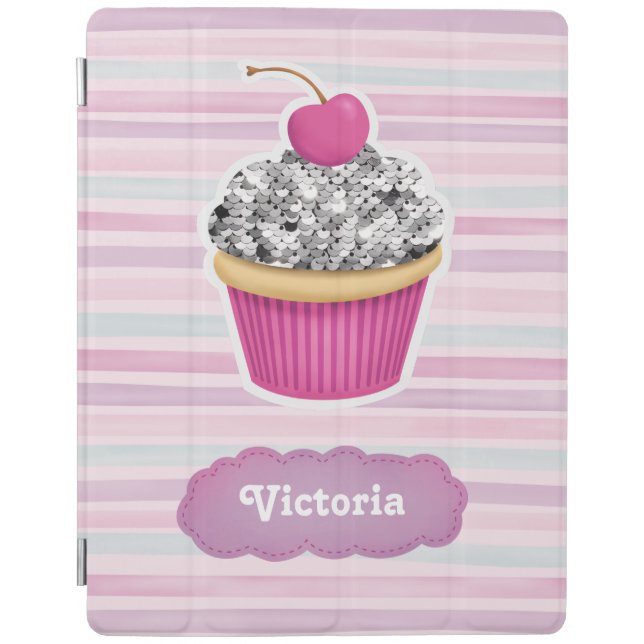 Personalized Cute Pink Cupcake iPad Smart Cover (Front)