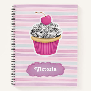 Personalized Cute Pink Cupcake Notebook