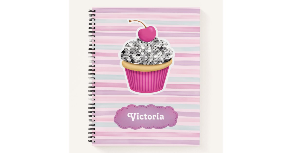 Personalized Cute Pink Cupcake Notebook Zazzle