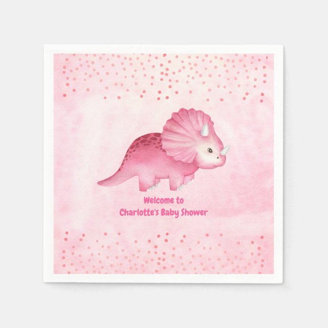 Personalized Cute Pink Dinosaur   Napkins (Front)