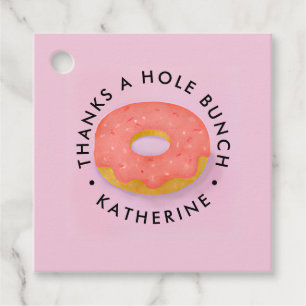 Personalized Cute Pink Donut Thanks a hole Bunch Favor Tags